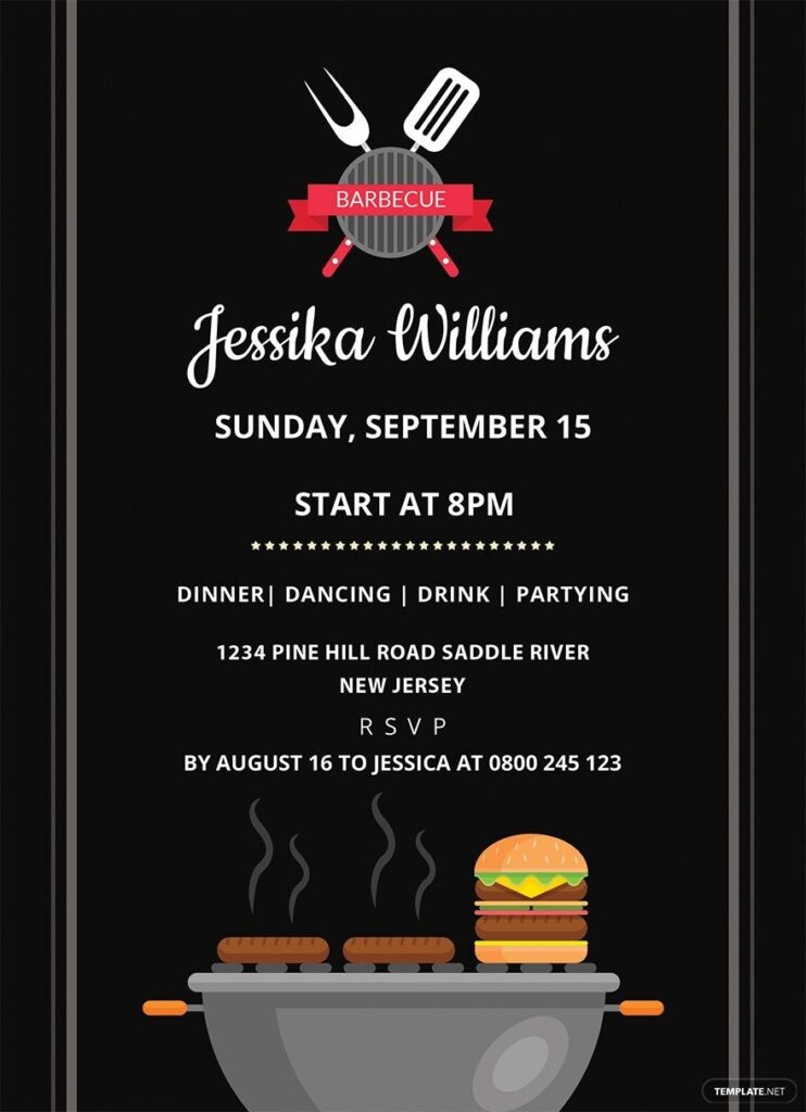 Barbecue Party Invitation Template In Pages PSD Illustrator Word
