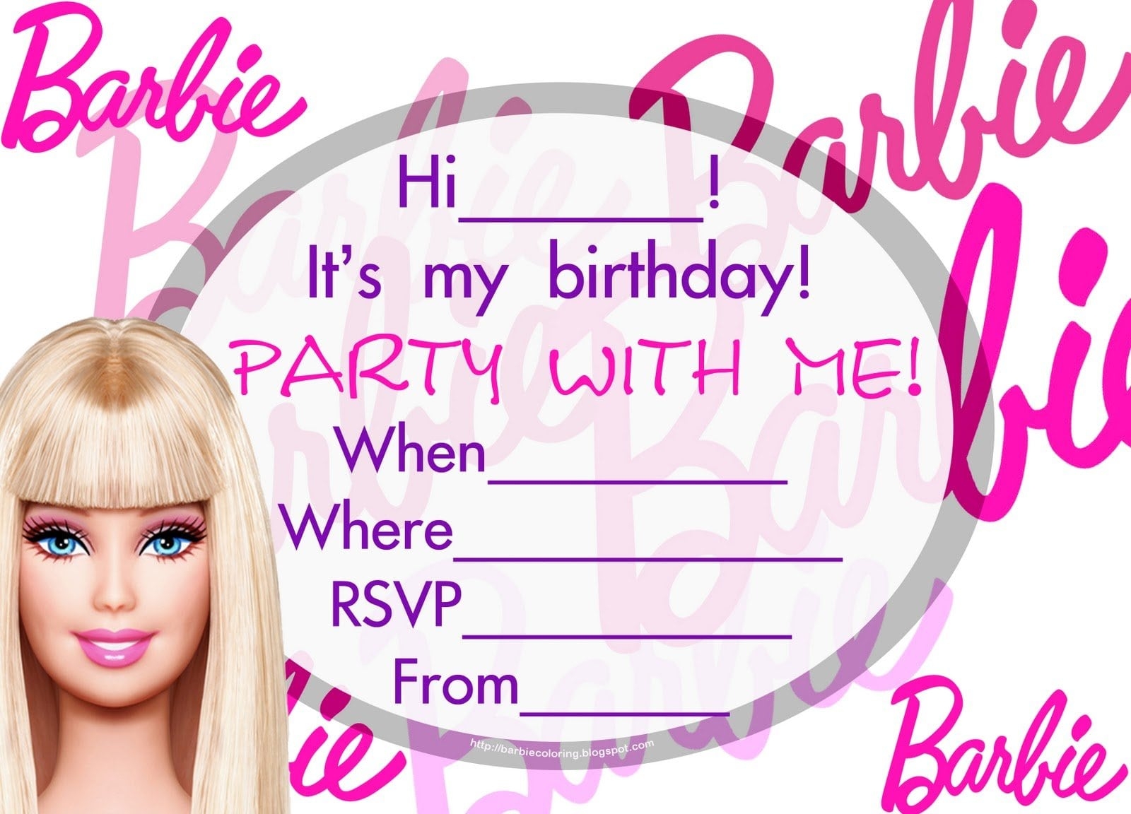 barbie party invitation templates