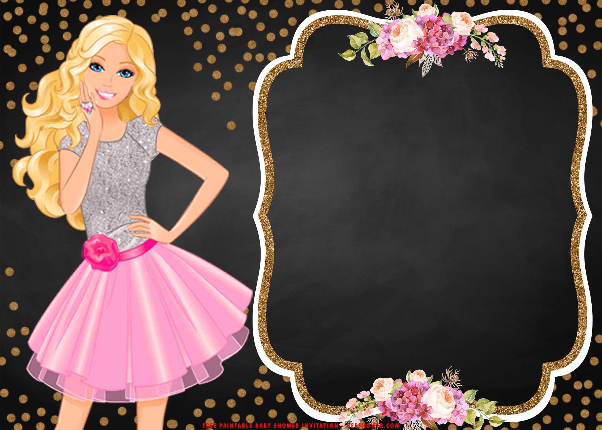 background barbie invitation template