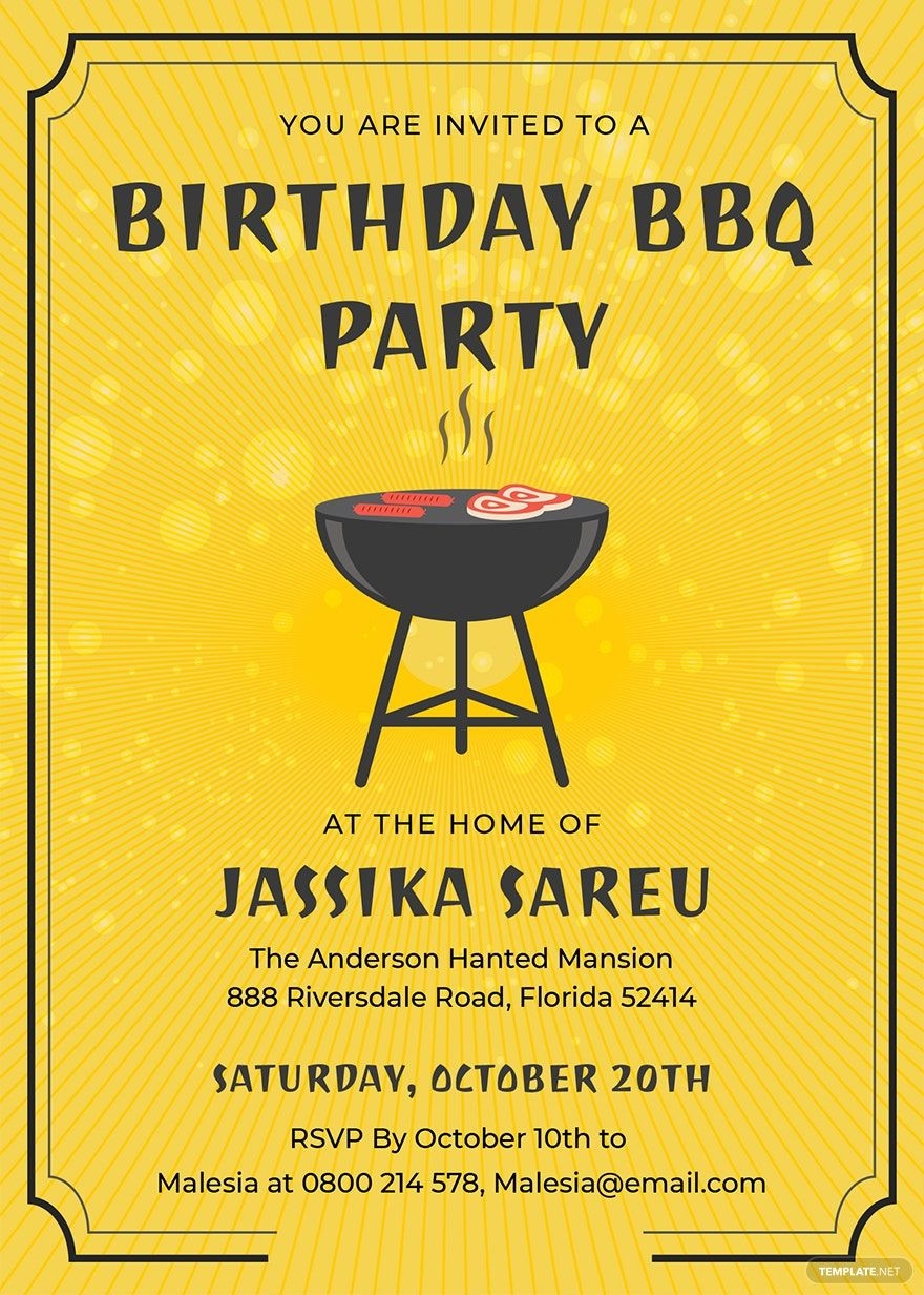 BBQ Birthday Invitation Template In Illustrator PSD Download 