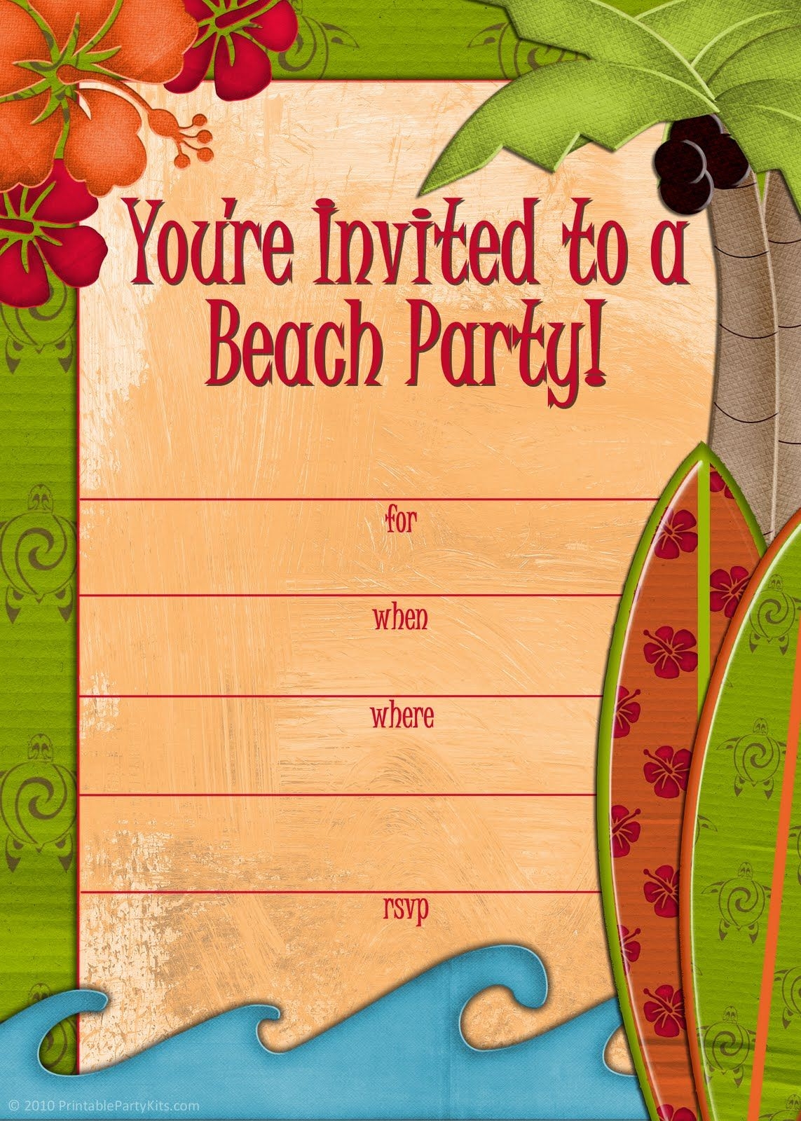 Beach Themed Invitation Templates Free Dev onallcylinders