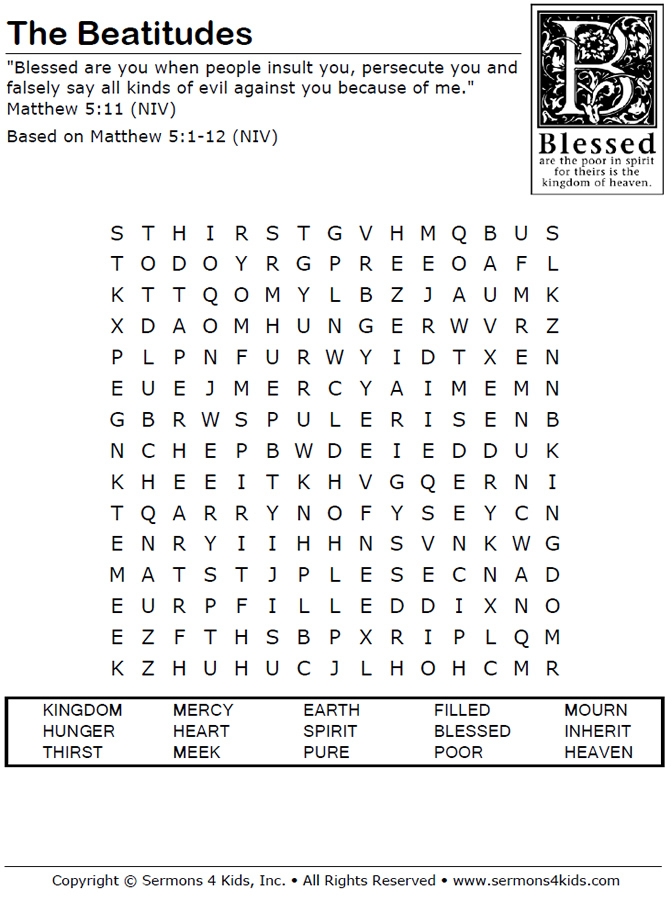Beatitudes Worksheet Printable Coloring Page Sheet Liturgical Year 