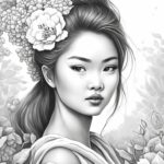 Beautiful Asian Girls And Women Coloring Pages For Kids And Adults
