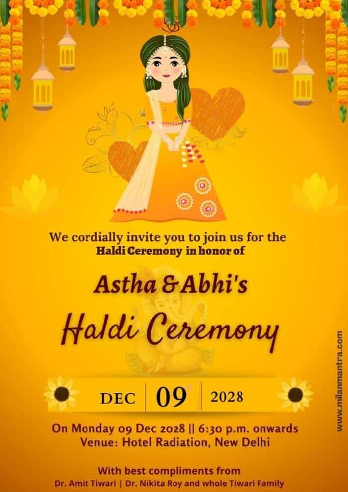 Beautiful Haldi Kumkum Invitation Template For Download