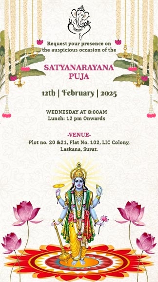 satyanarayan pooja invitation template free pdf