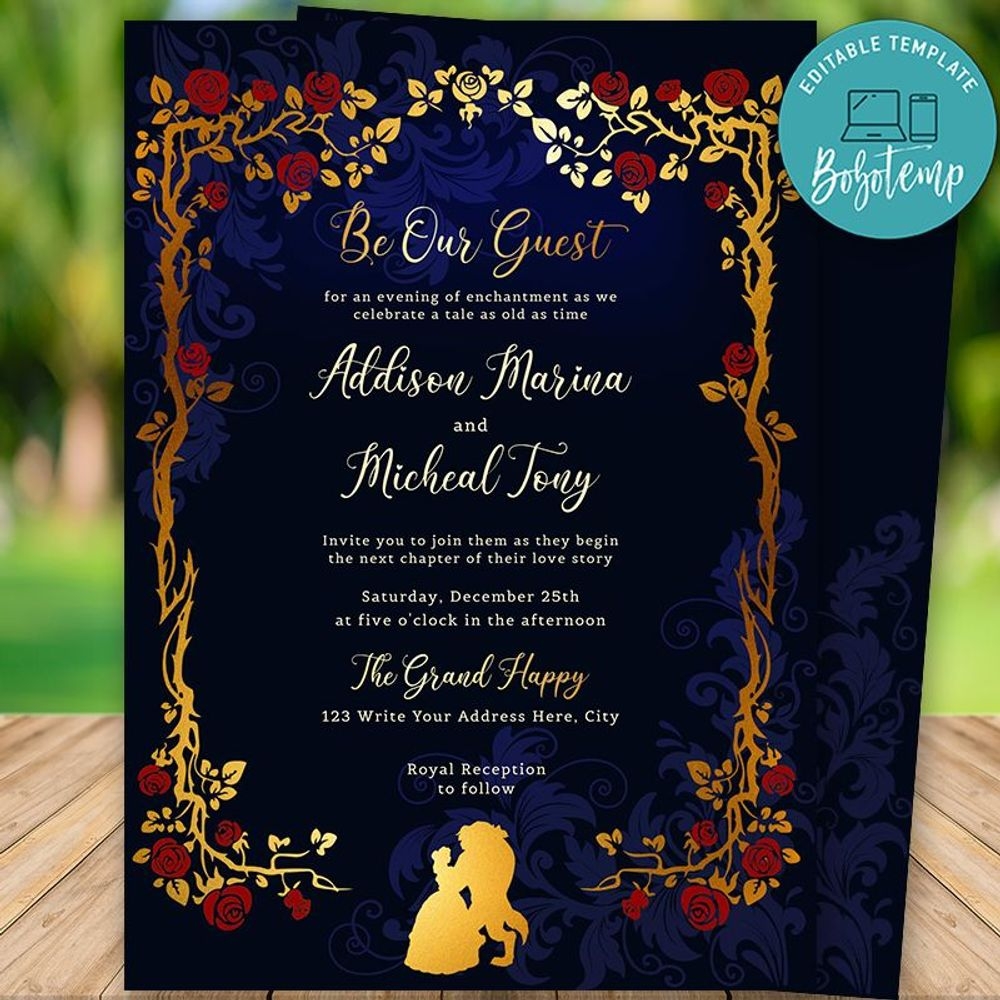 beauty and the beast invitation template