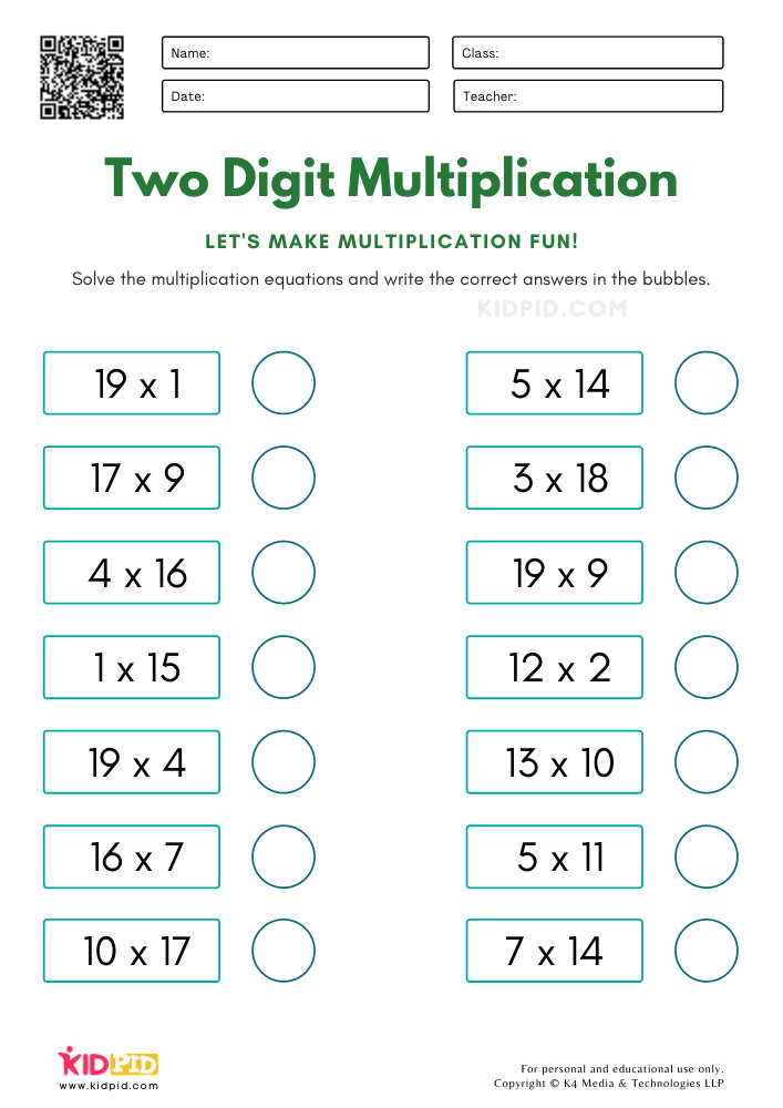 beginning multiplication worksheets