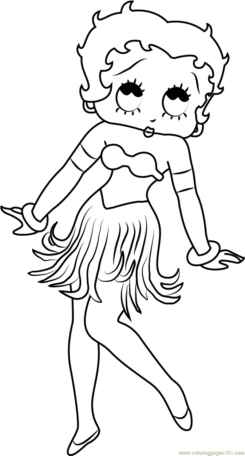 Betty Boop Dancing Coloring Page For Kids Free Betty Boop Printable 