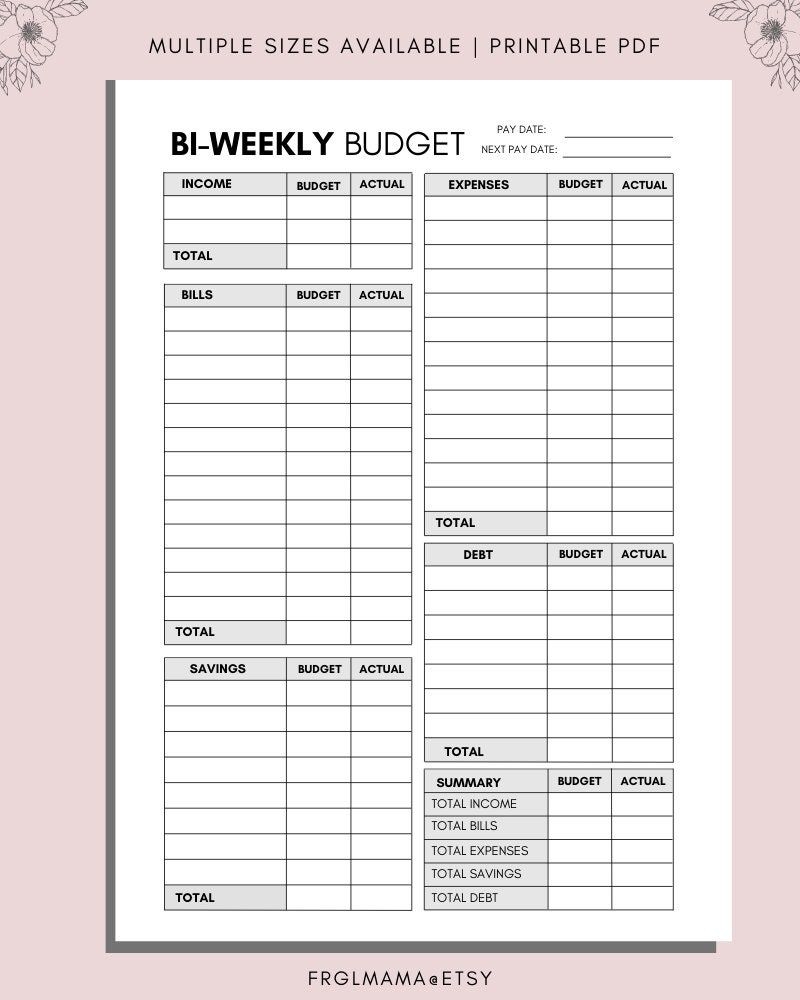 printable weekly budget worksheet pdf