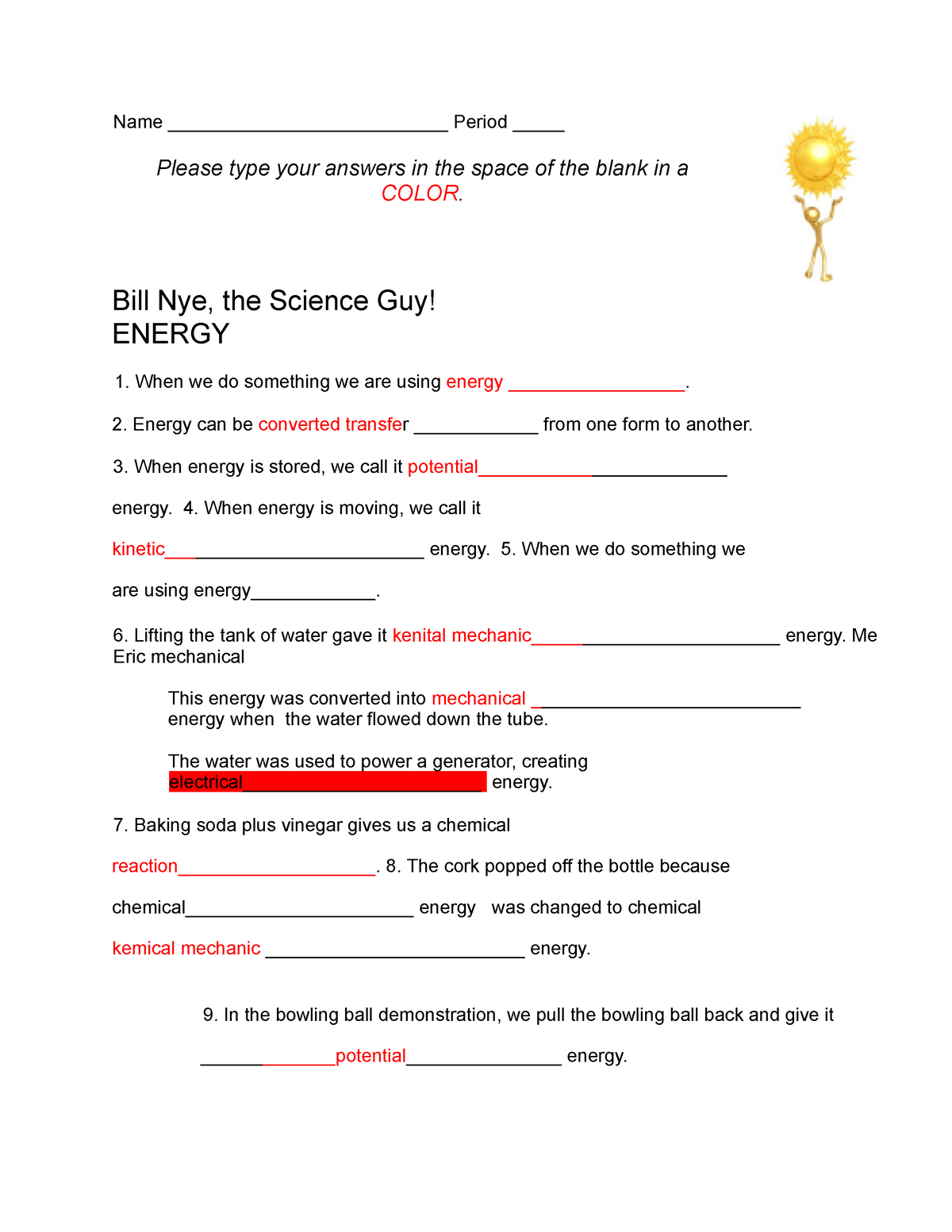 Bill Nye Flight Worksheet Worksheets Library