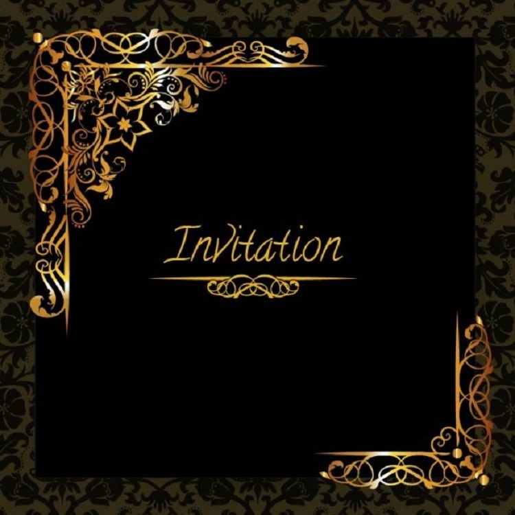 Birthday Black And Gold Invitation Template Blank
