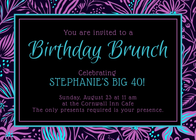 Birthday Brunch Invitation Card Template MyCreativeShop
