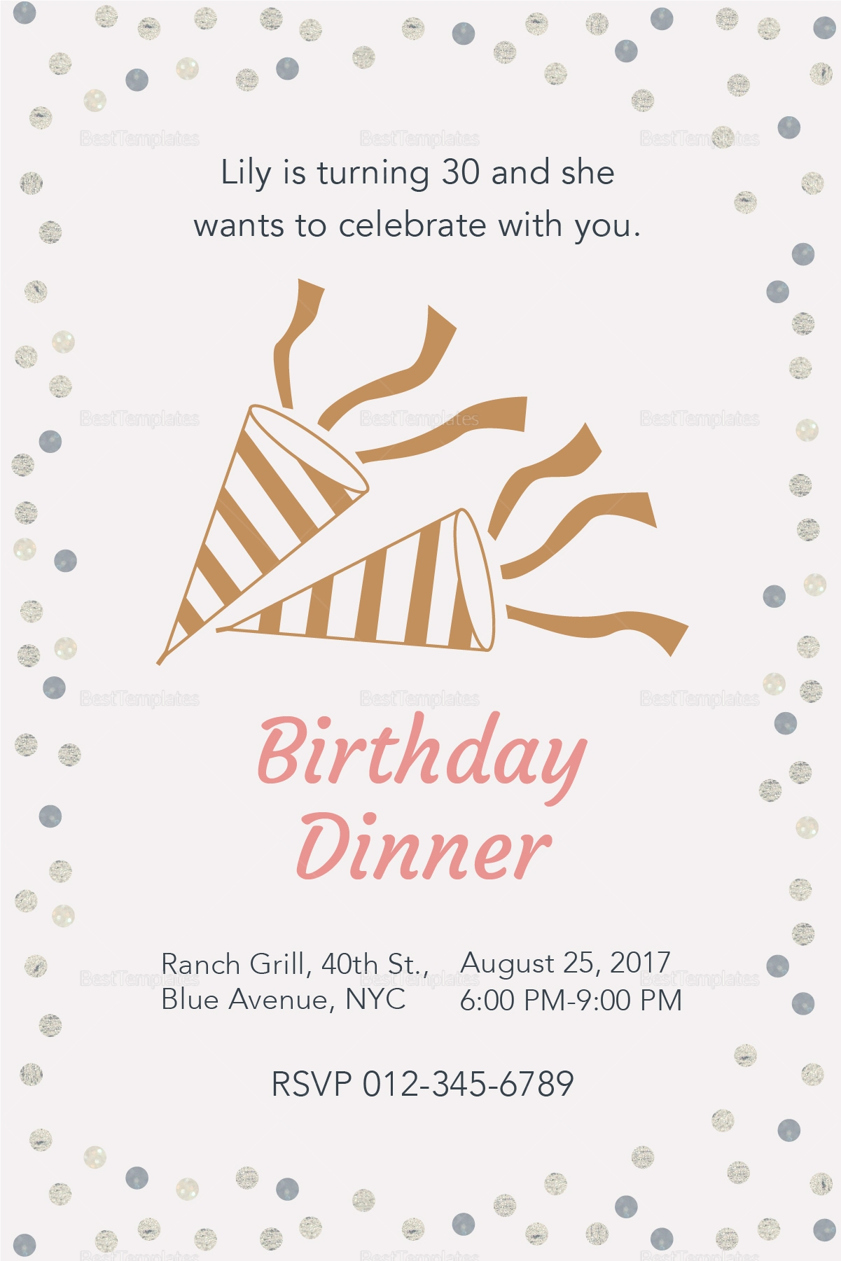 Birthday Dinner Invitation Design Template In PSD Word Publisher 