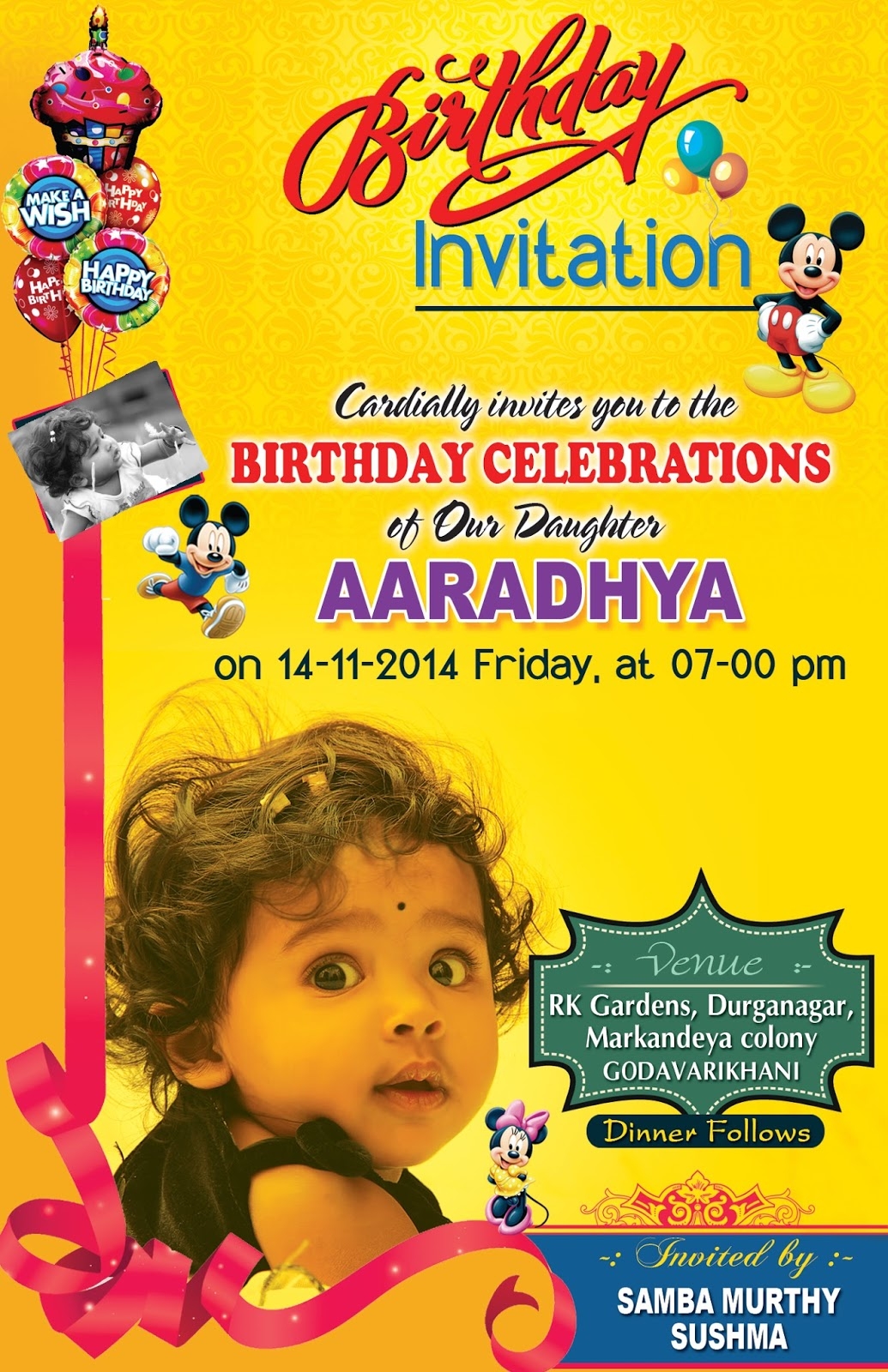 Birthday Invitation Card Psd Template Free Download Naveengfx