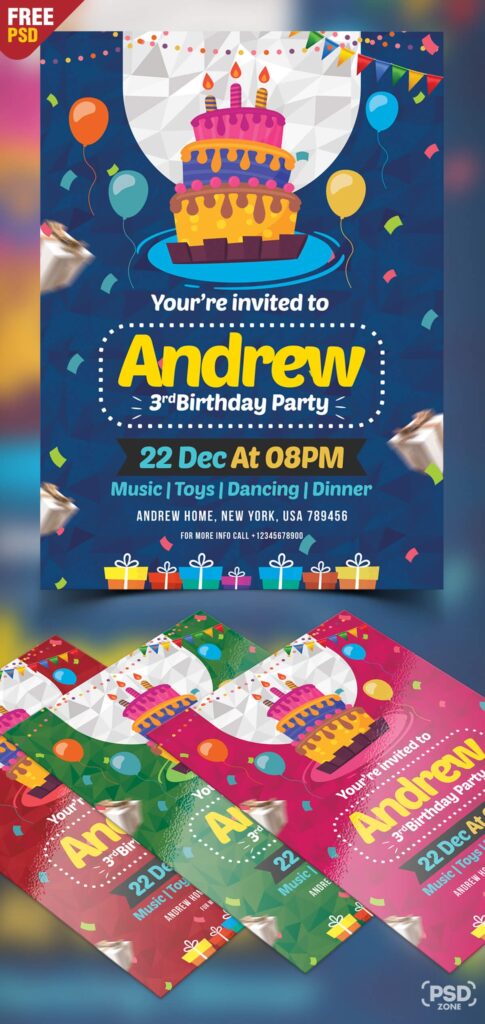 Birthday Invitation Card Psd Template Free Infoupdate