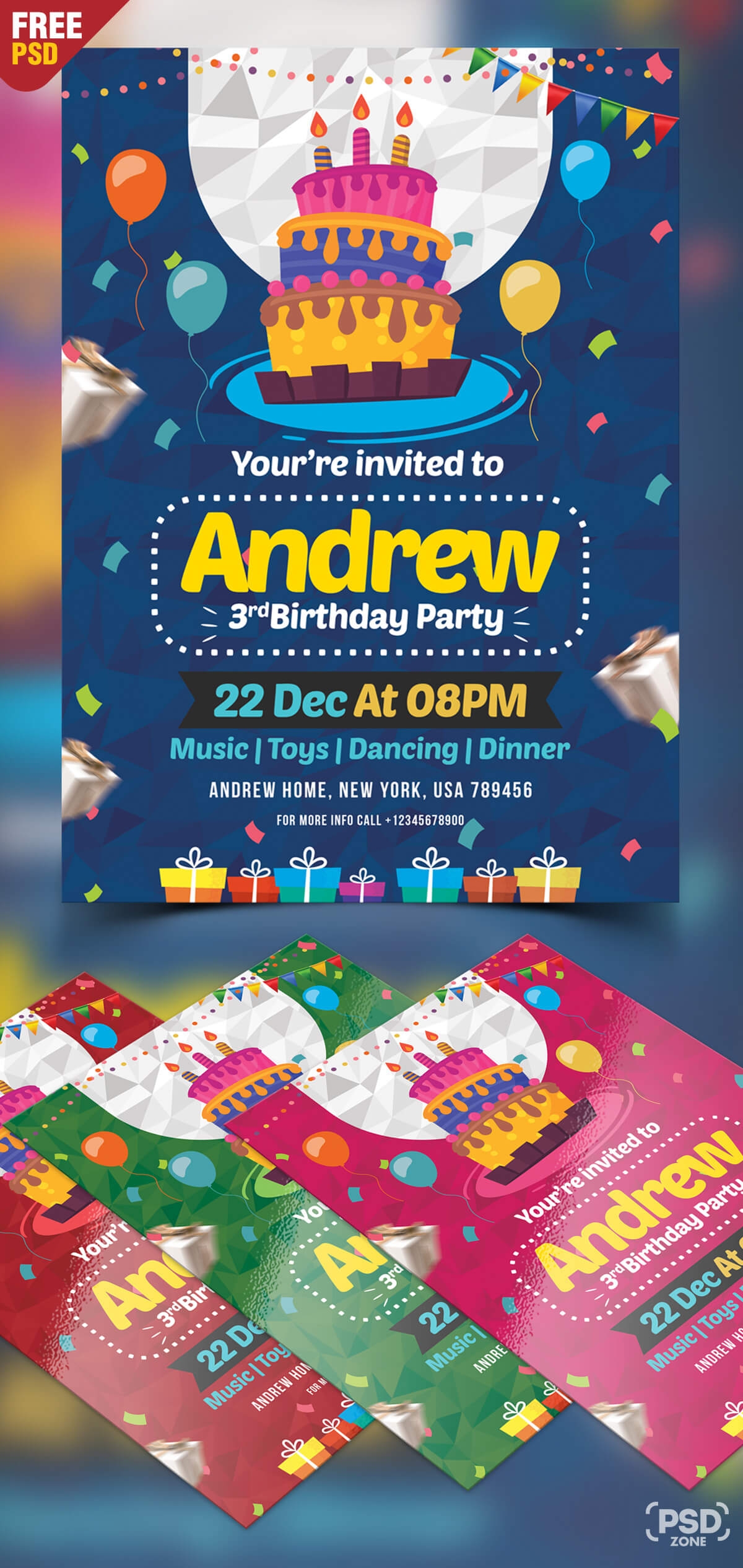 Birthday Invitation Card Psd Template Free Infoupdate