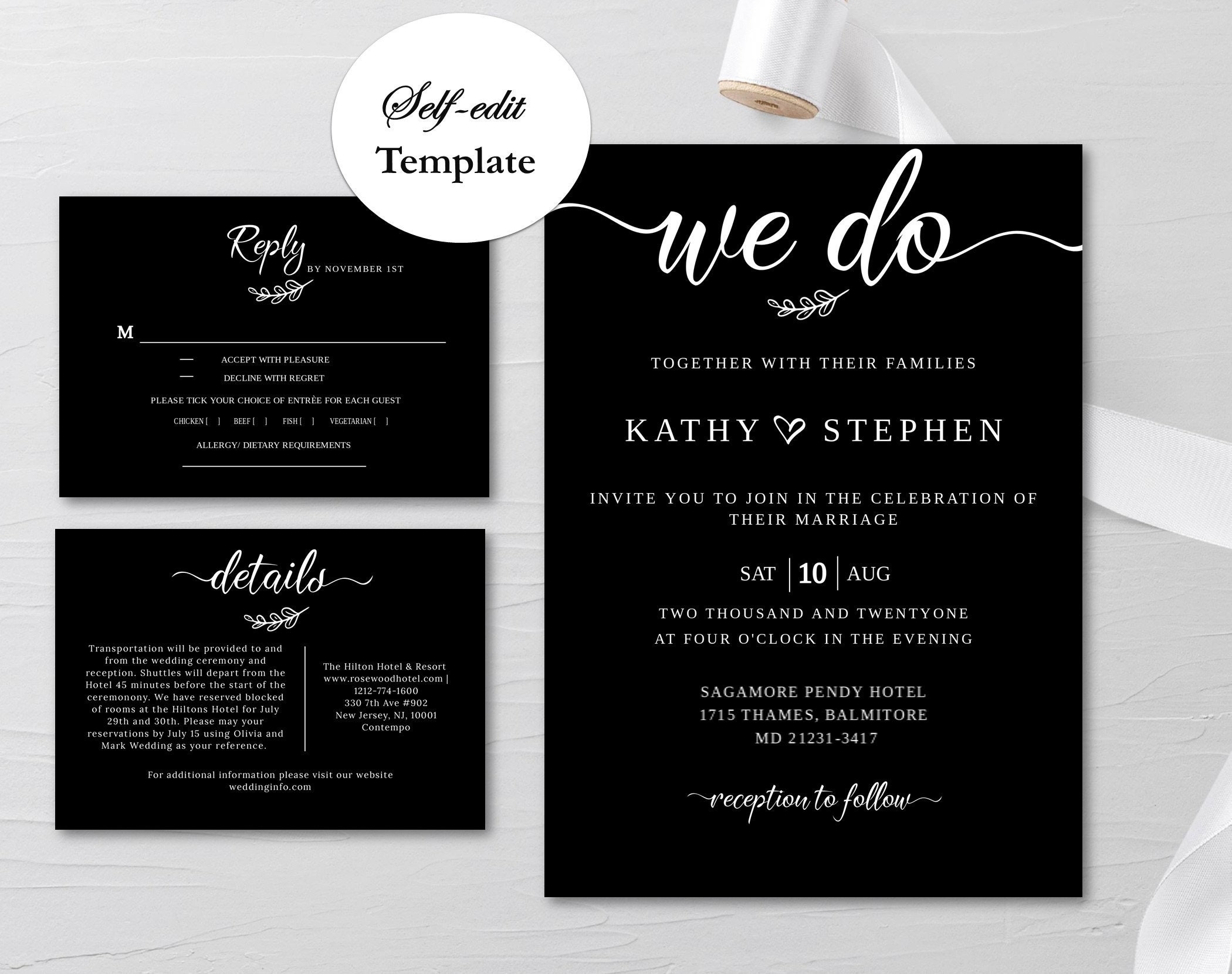 Black And White Wedding Invitations Templates