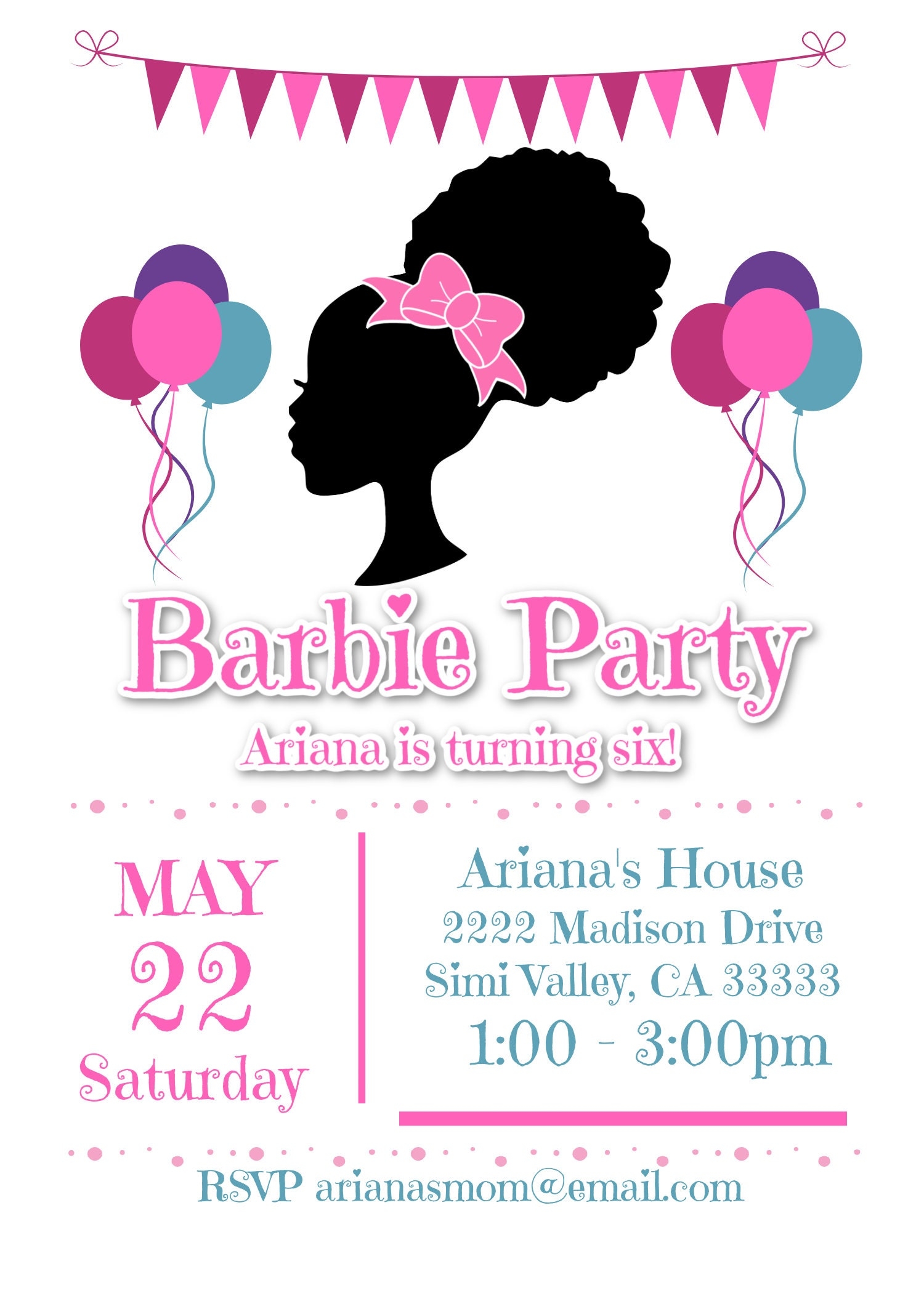 Black Barbie Invitation Template