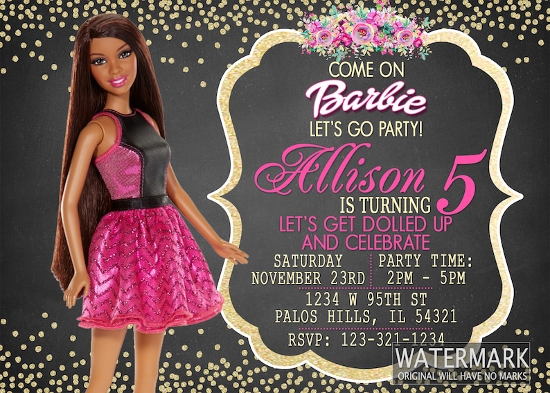 Black Barbie Invitation Template
