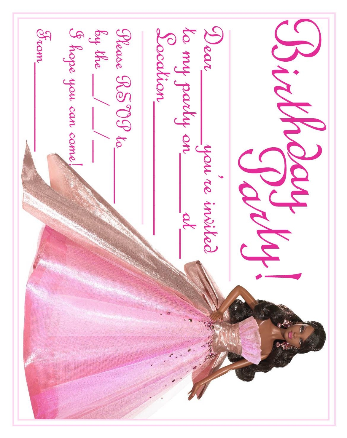 Black Barbie Invitation Template