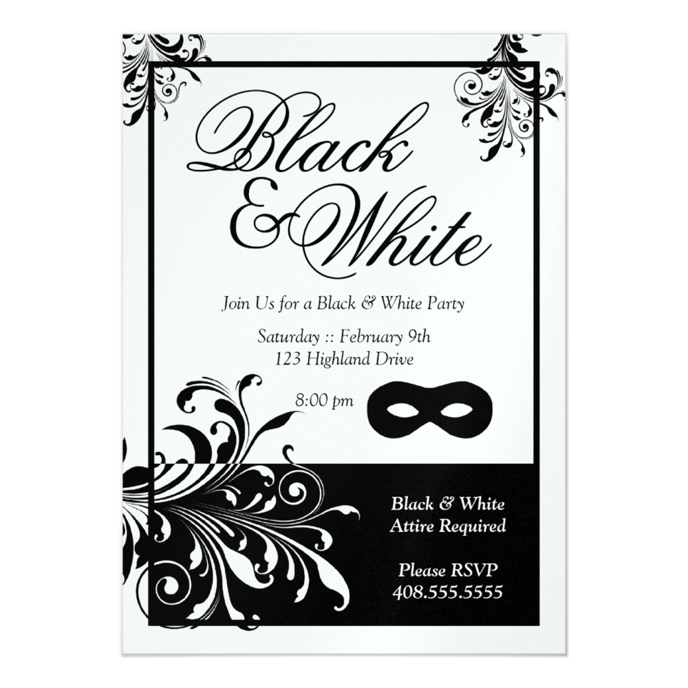 Black White Party Invitations