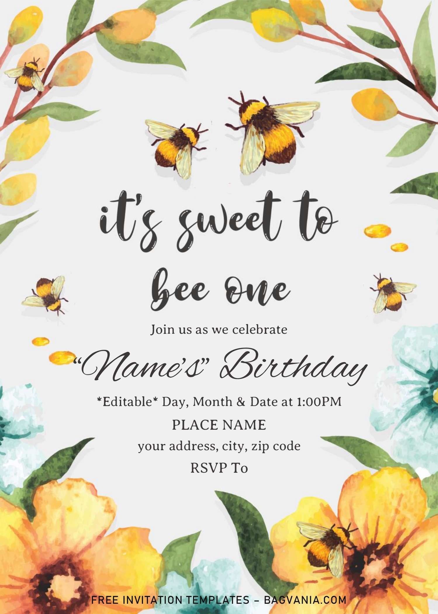 Blank Bee Invitation Template Free
