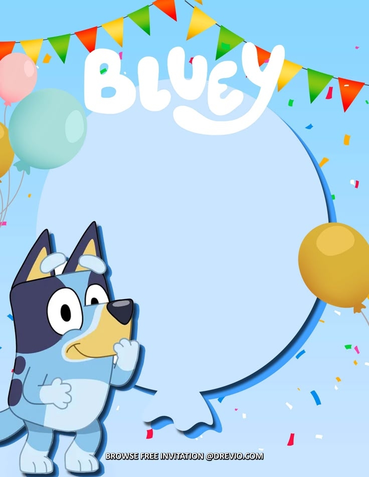Blank Bluey Birthday Invitation Template Dev onallcylinders
