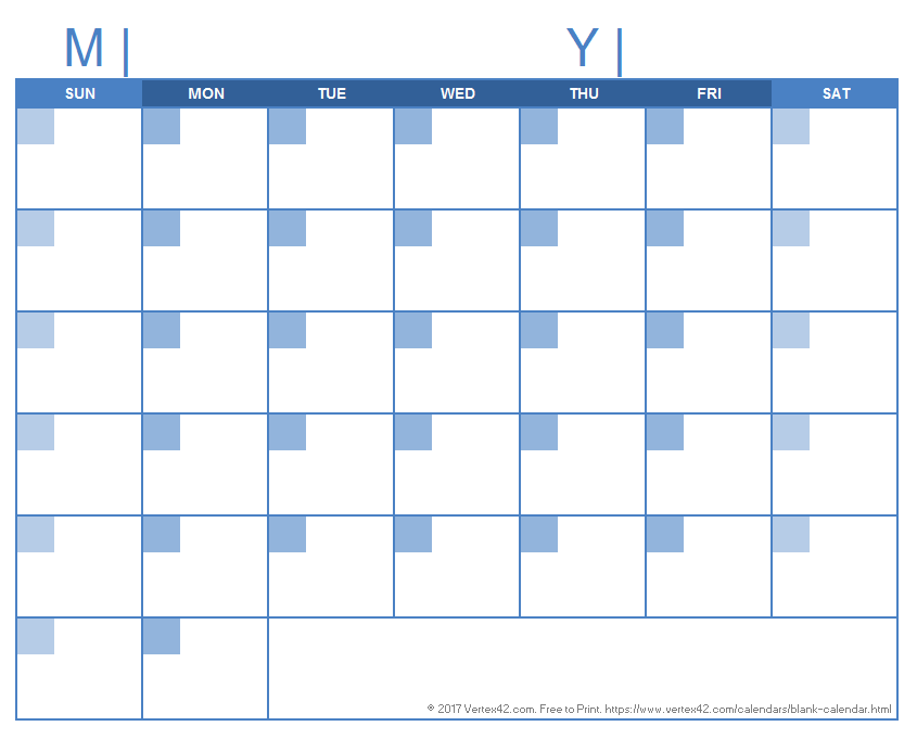 free printable blank calendar template