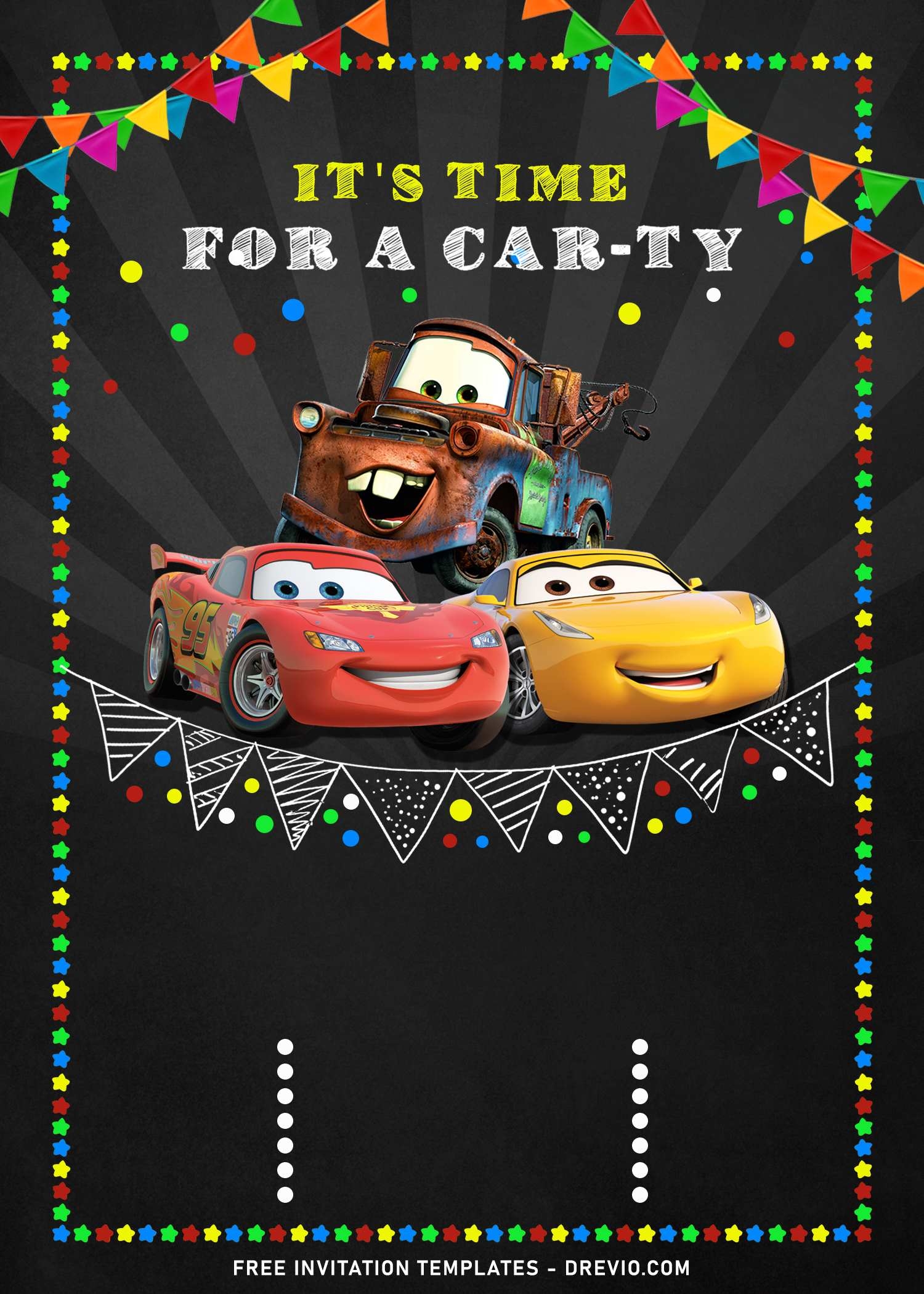 Blank Cars Birthday Invitation Template