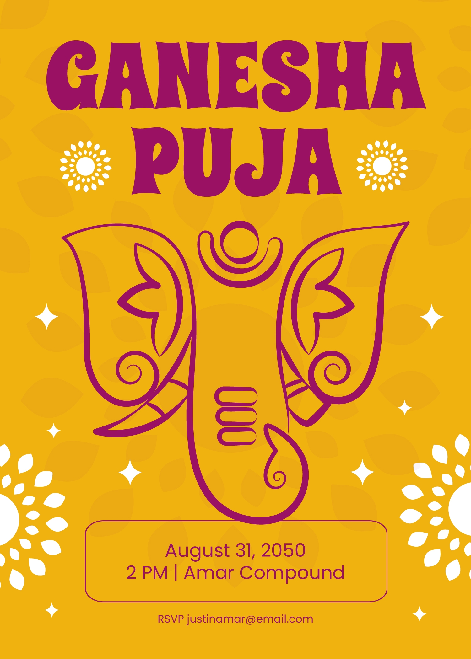 Blank Ganesha Invitation Template In PSD Illustrator Word Pages 