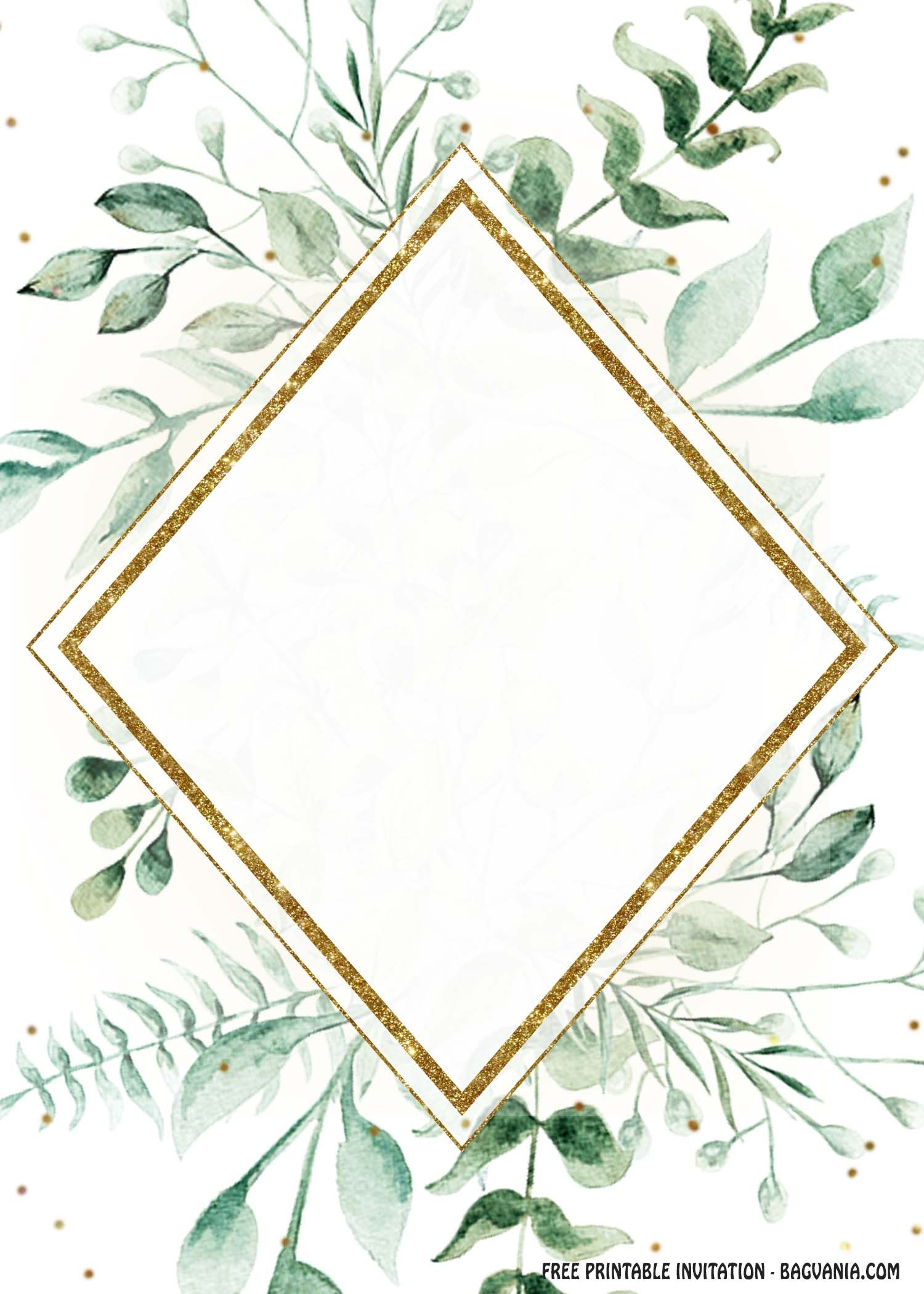 Blank Greenery Invitation Template Social Media Template