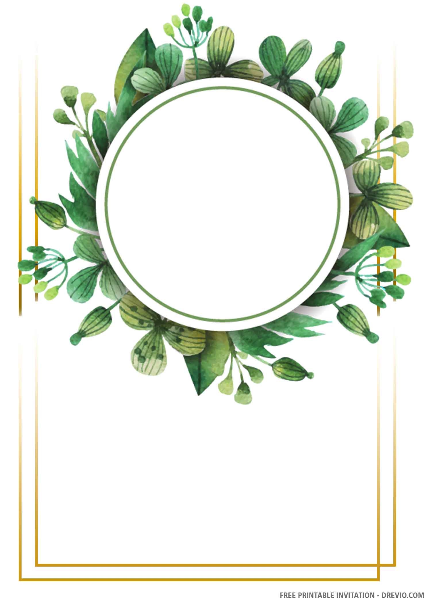 blank green invitation template