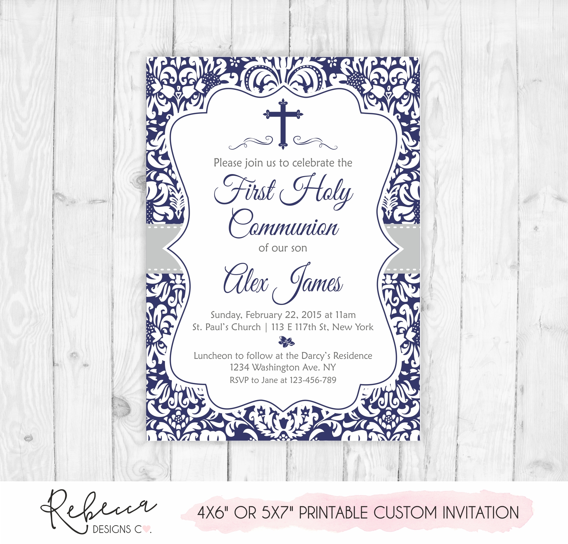 blank holy communion invitation template