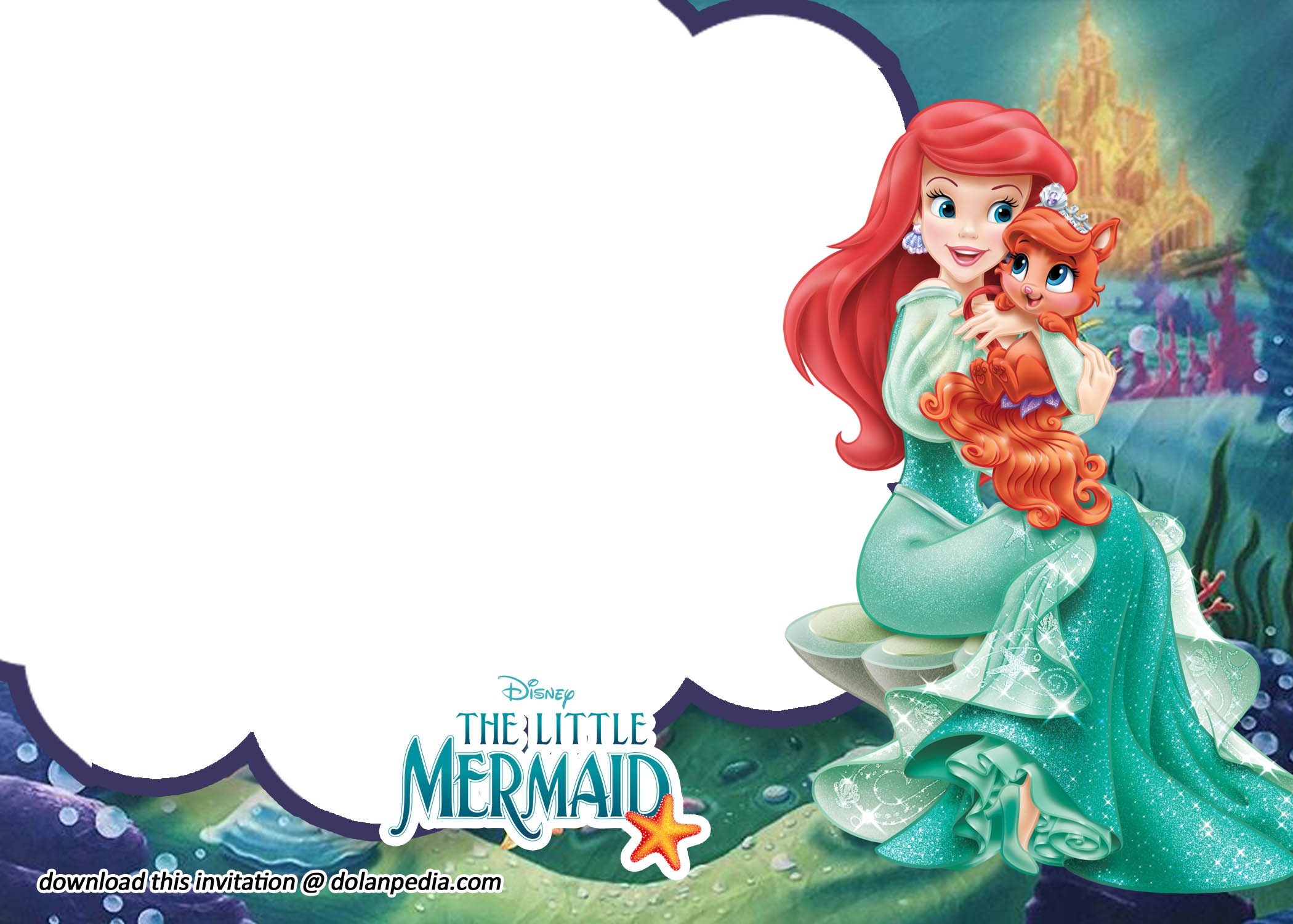Blank Little Mermaid Invitation Template