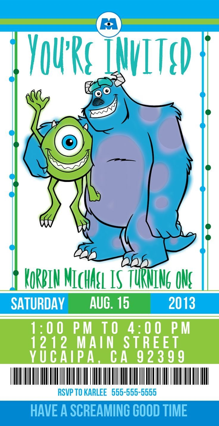 Blank Monsters Inc Invitations Templates