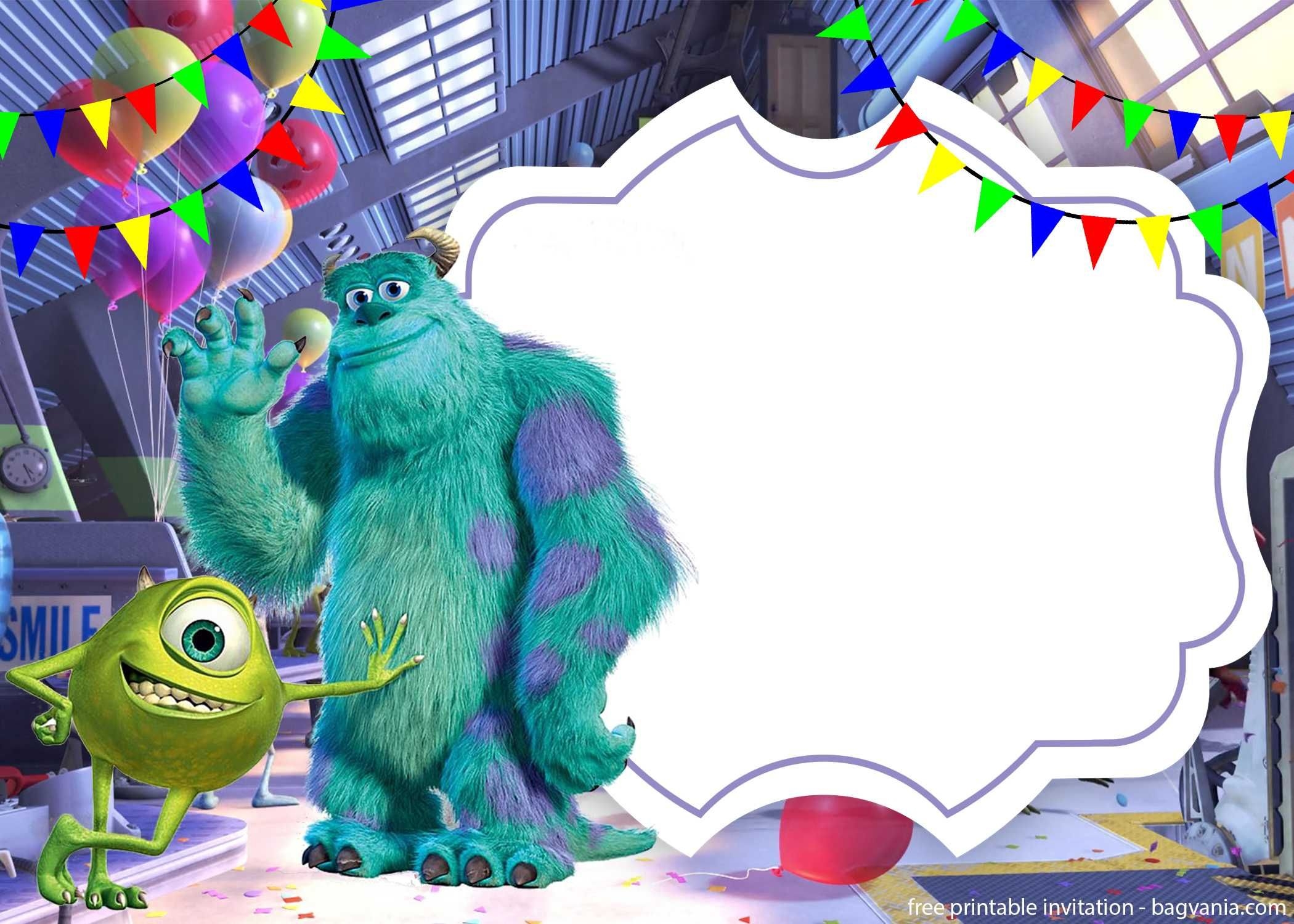 Blank Monsters Inc Invitations Templates