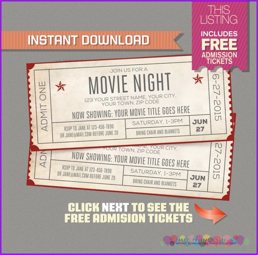 Blank Movie Night Invitation Template Templates 2 Resume Examples