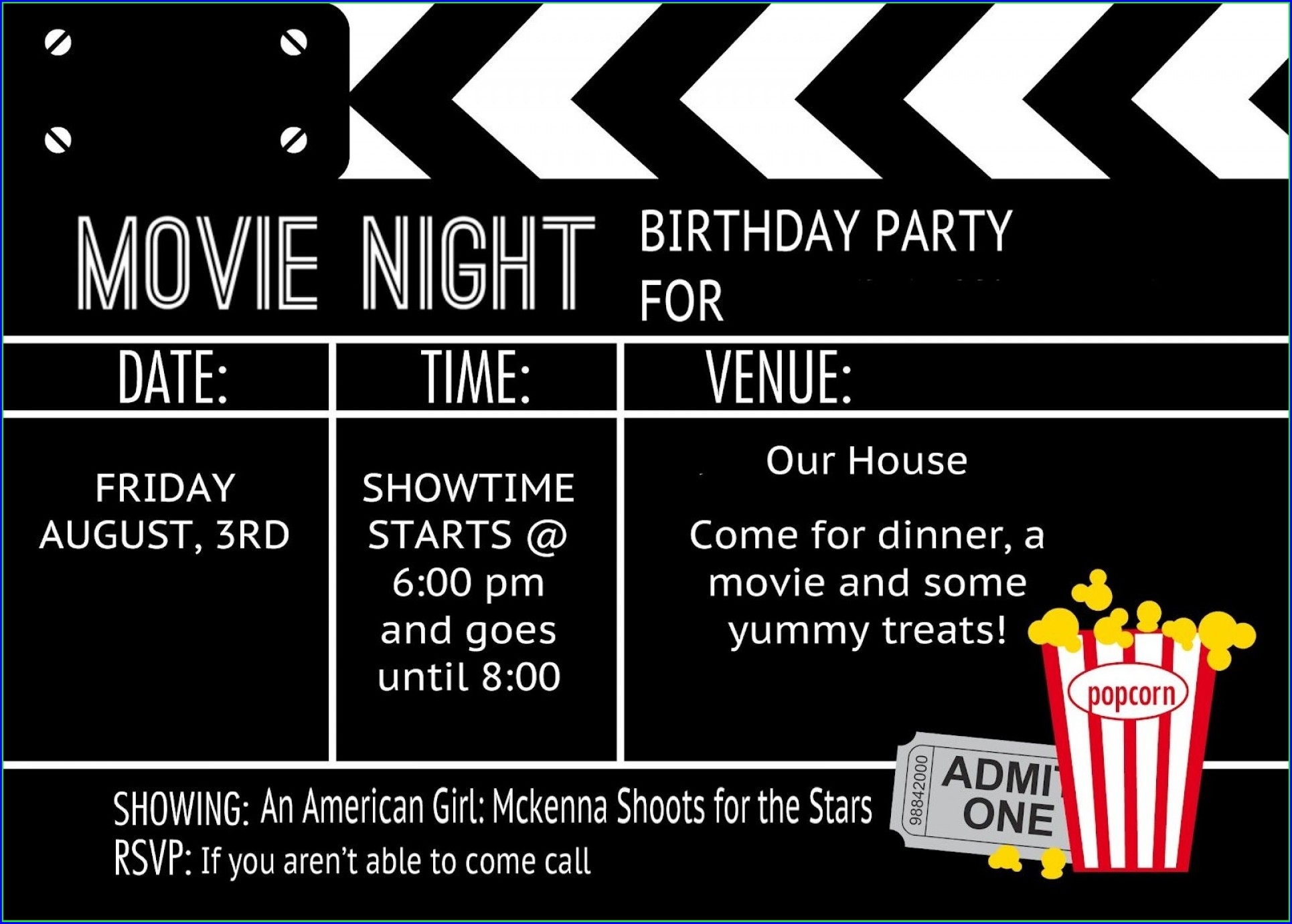 Blank Movie Night Invitation Template Templates 2 Resume Examples