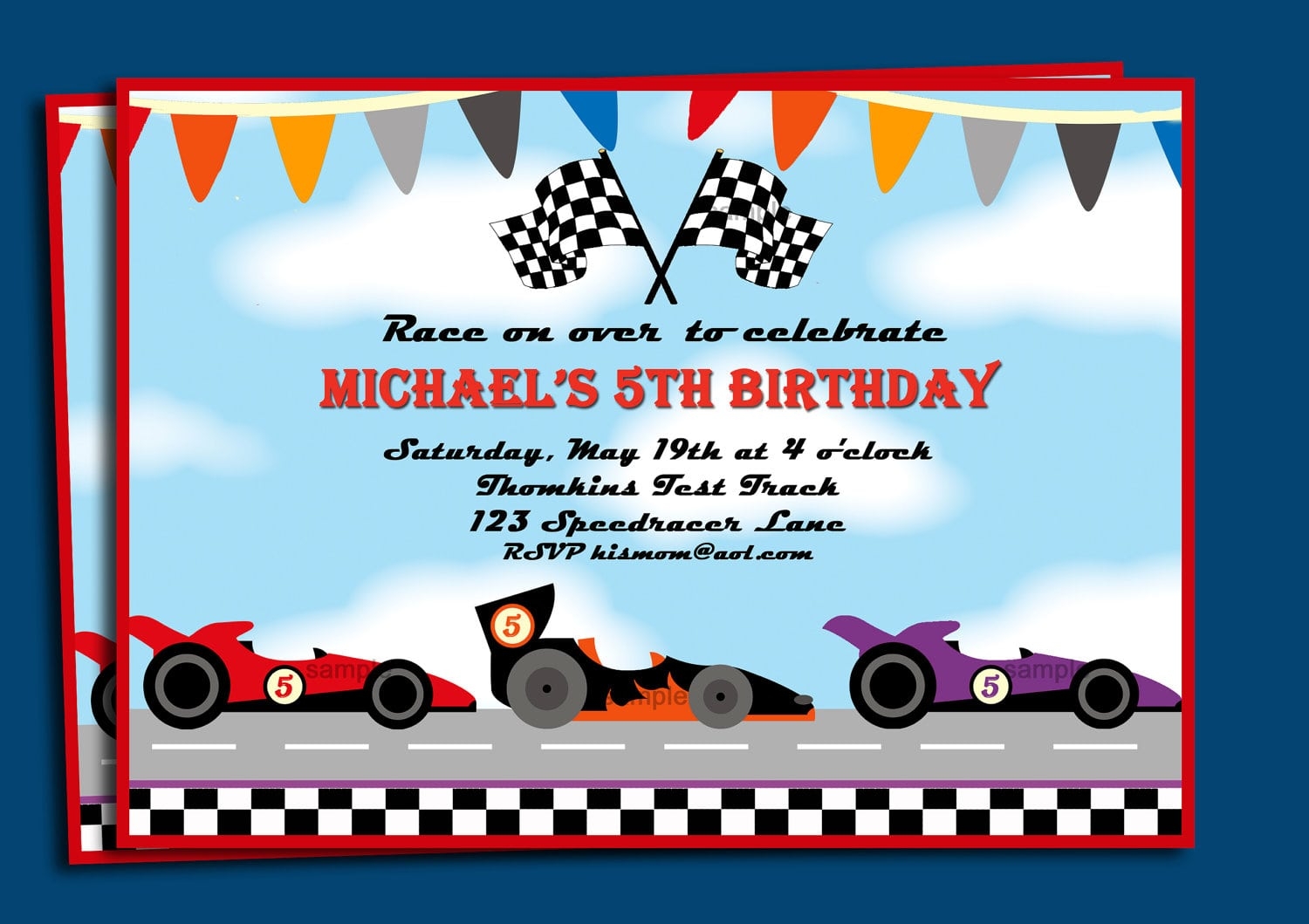 Blank Race Car Invitation Template
