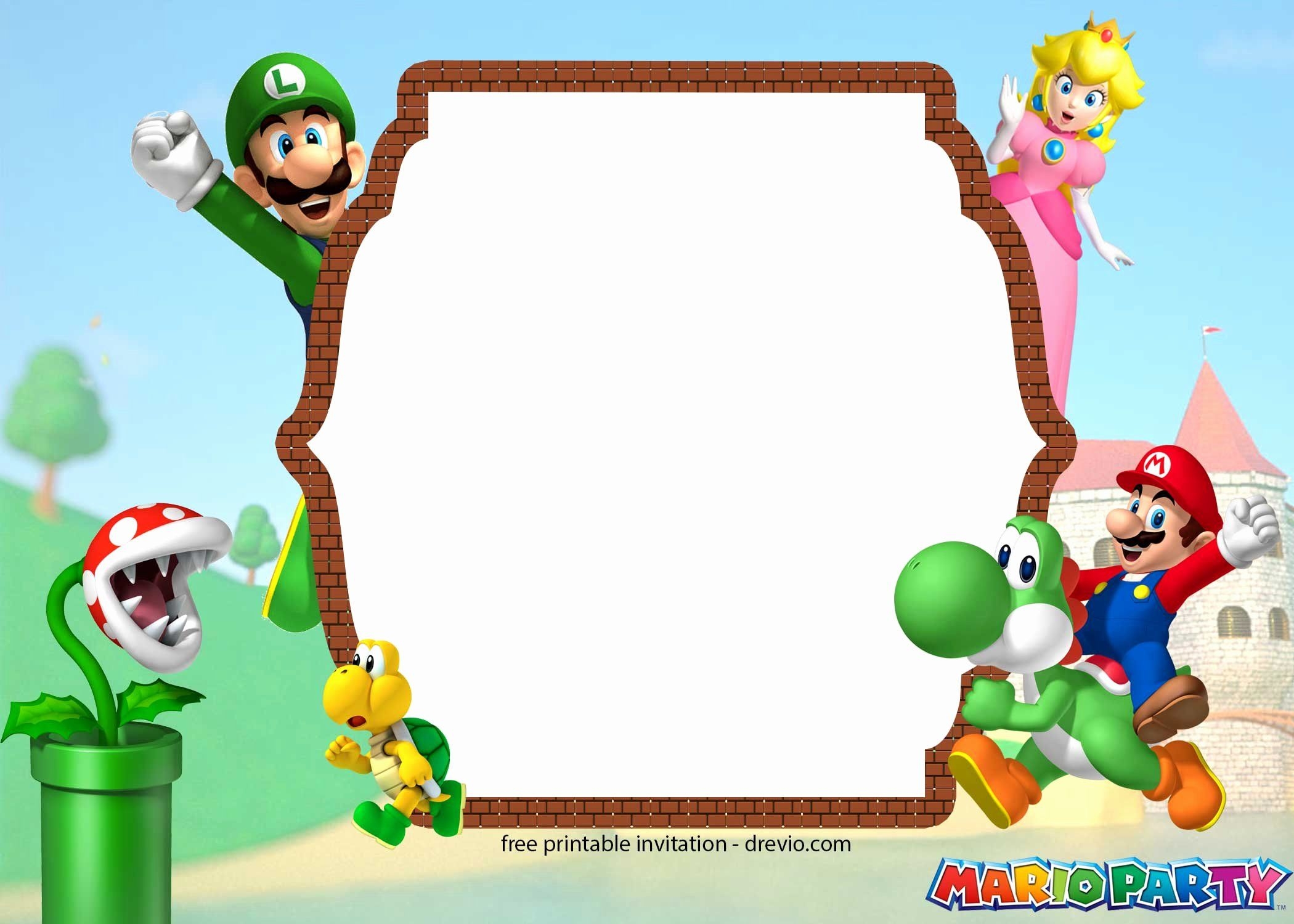 Blank Super Mario Invitation Template Printable Word Searches