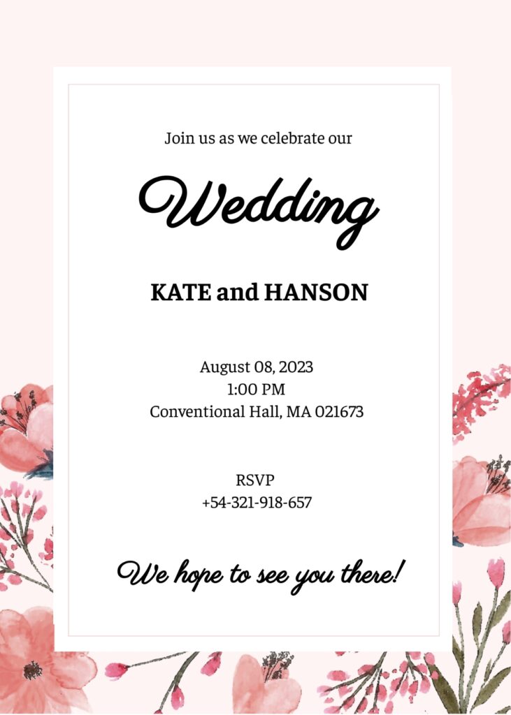 Blank Wedding Invitation Template Edit Online Download Example