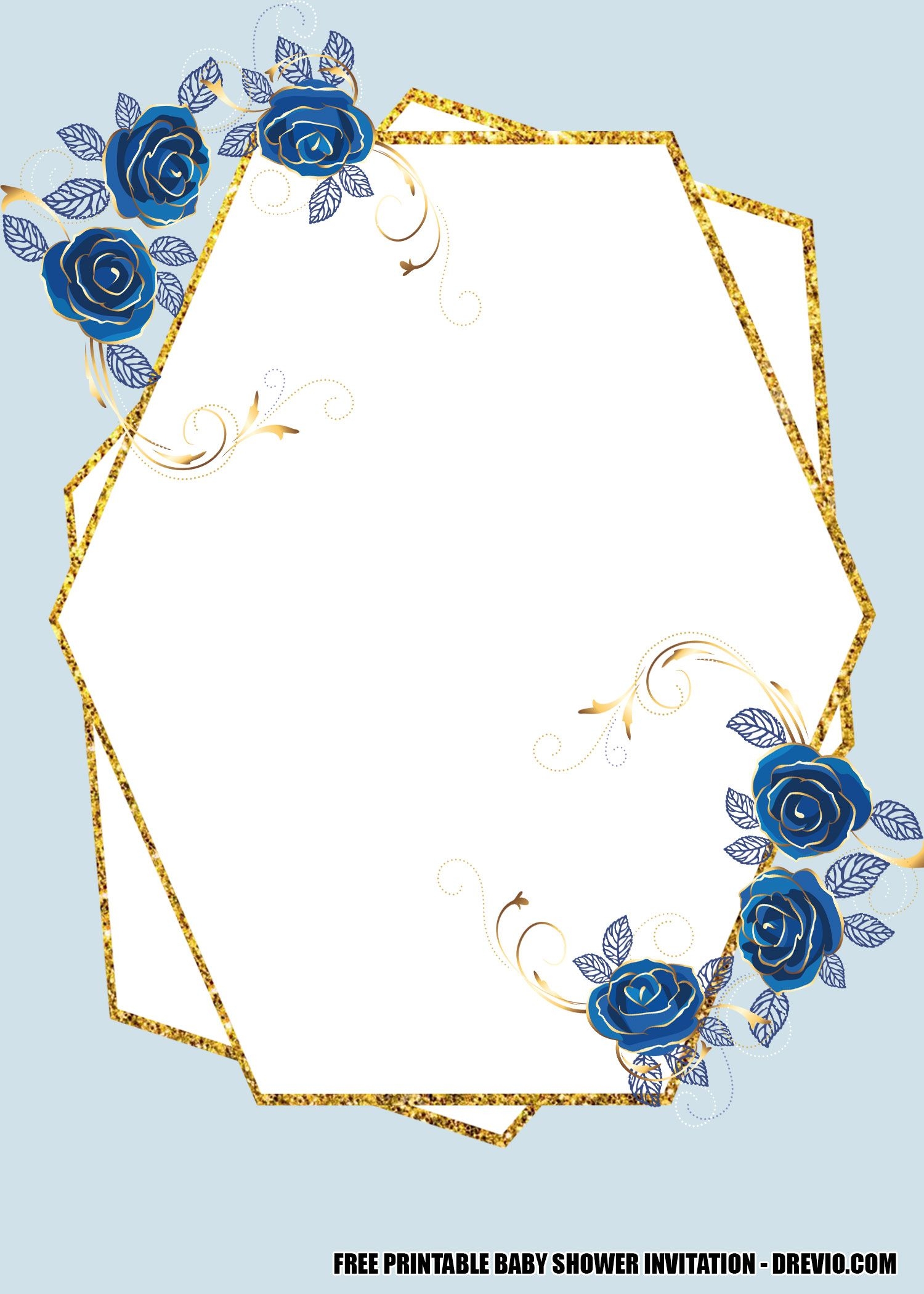Blue And Gold Invitation Template
