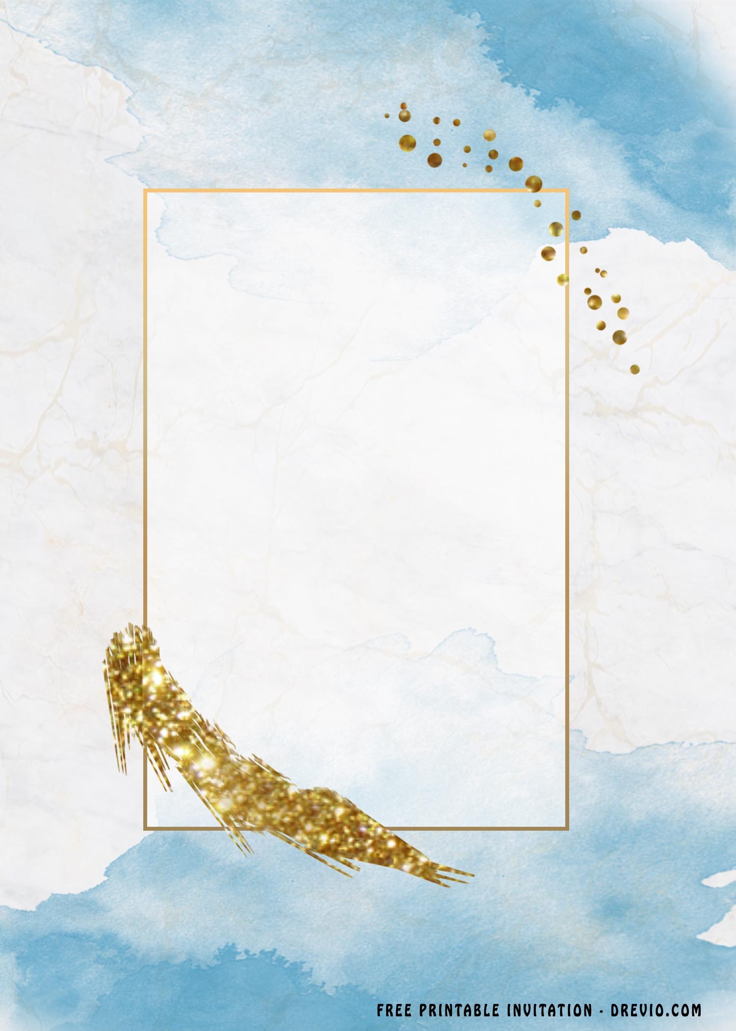 Blue And Gold Invitation Template