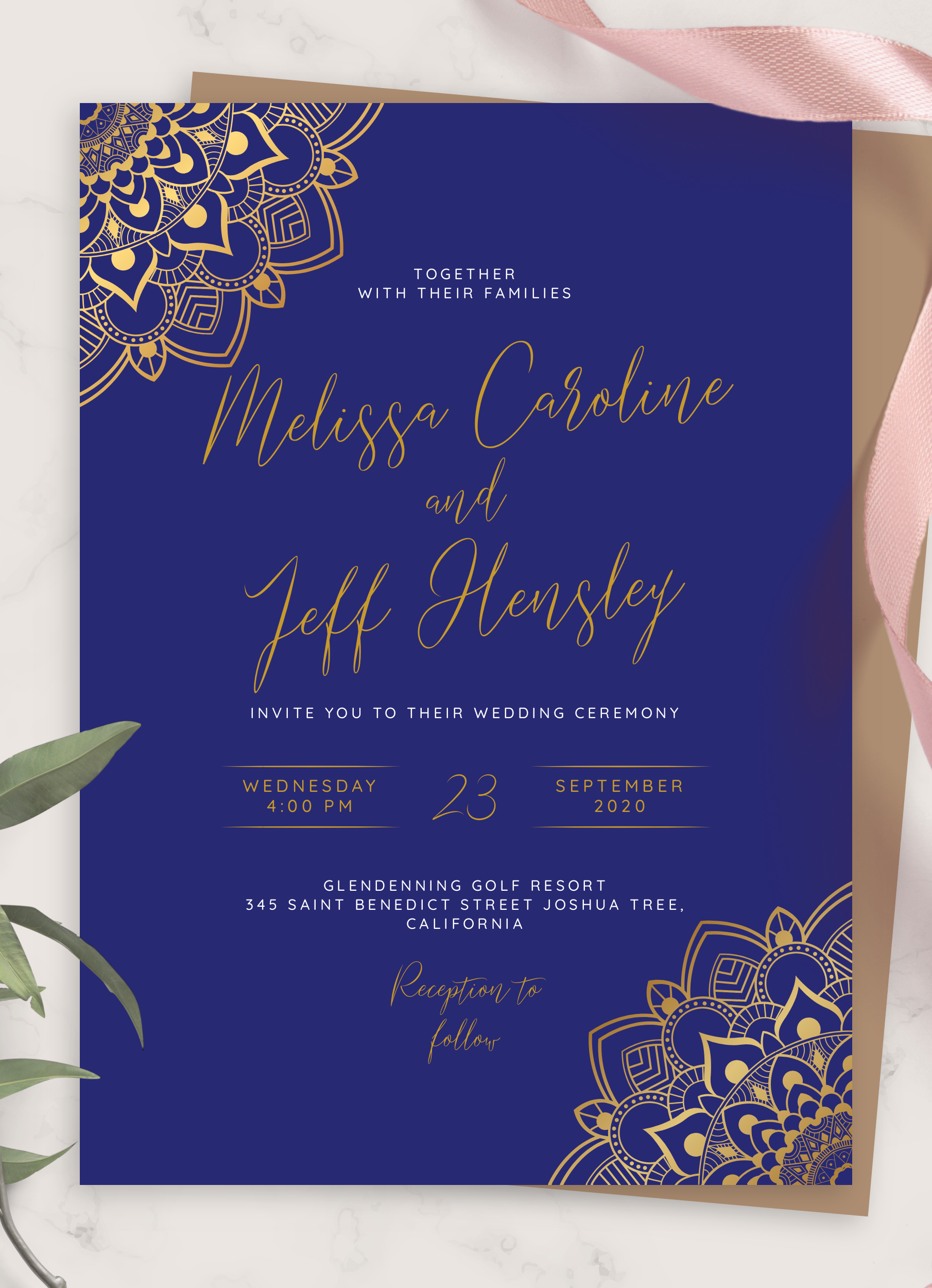 blue and gold invitation template free
