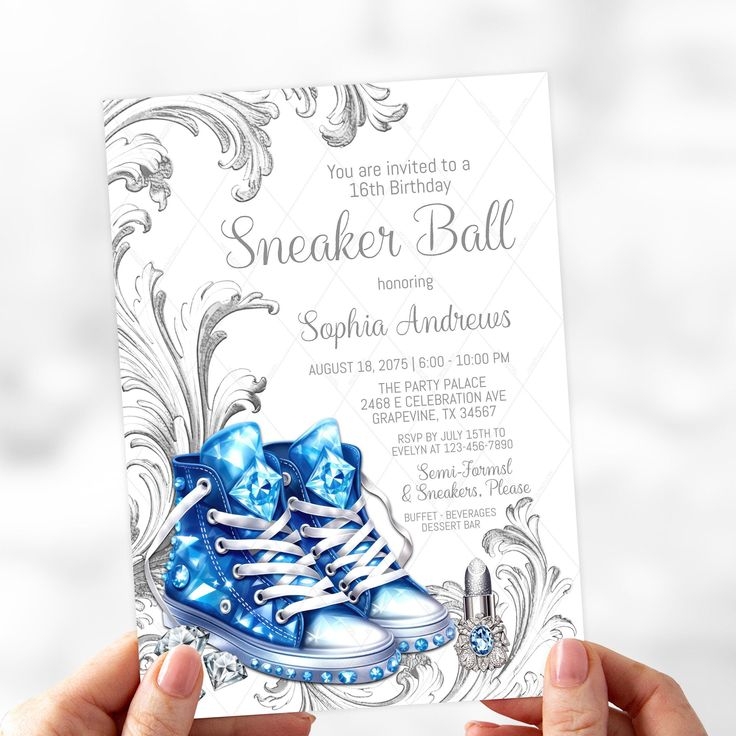 Blue Sneaker Ball Birthday Invitations Sneaker Ball Invitations 