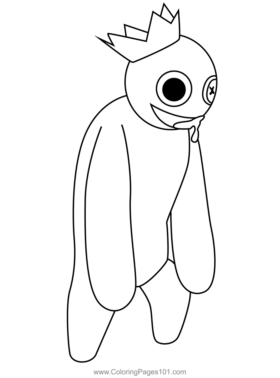 Blue Standing Rainbow Friends Roblox Coloring Page For Kids Free 