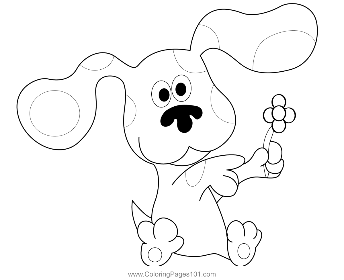 Blues Clues With Flower Coloring Page For Kids Free Blue 39 s Clues 