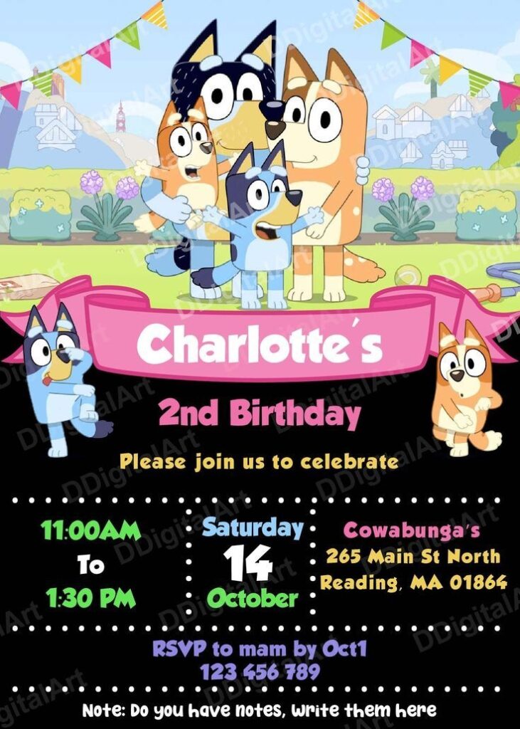 Bluey Invite Template Social Media Template