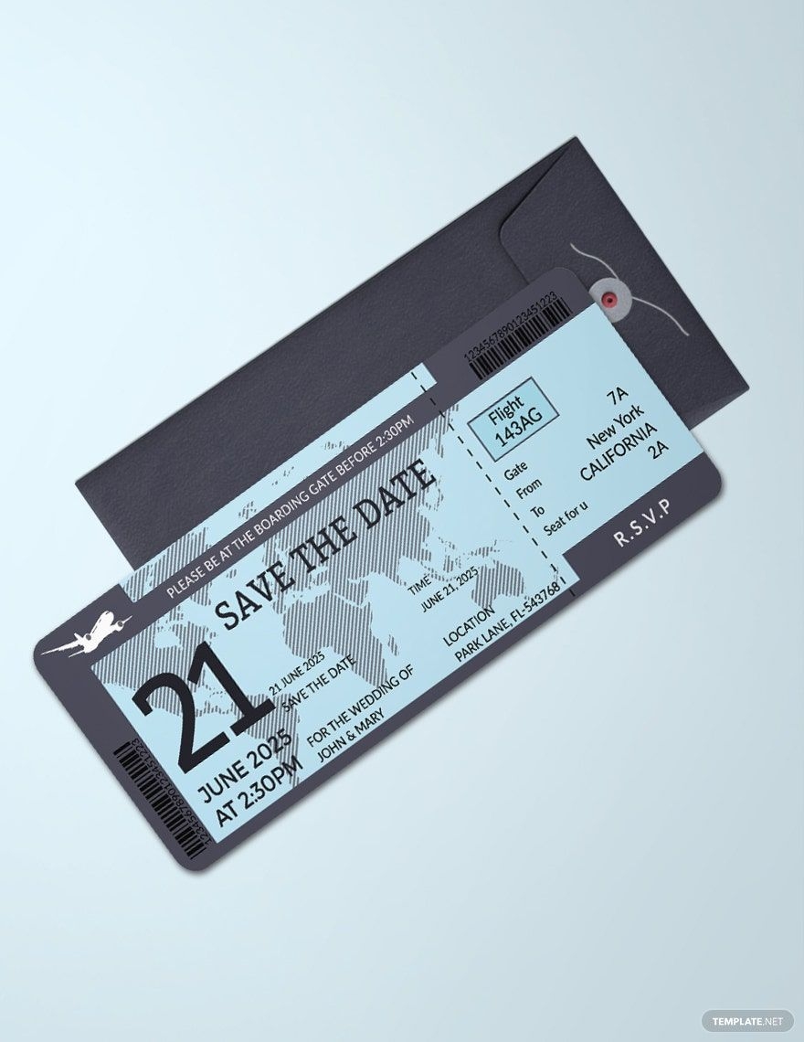 Boarding Pass Wedding Invitation Template In PSD Illustrator 