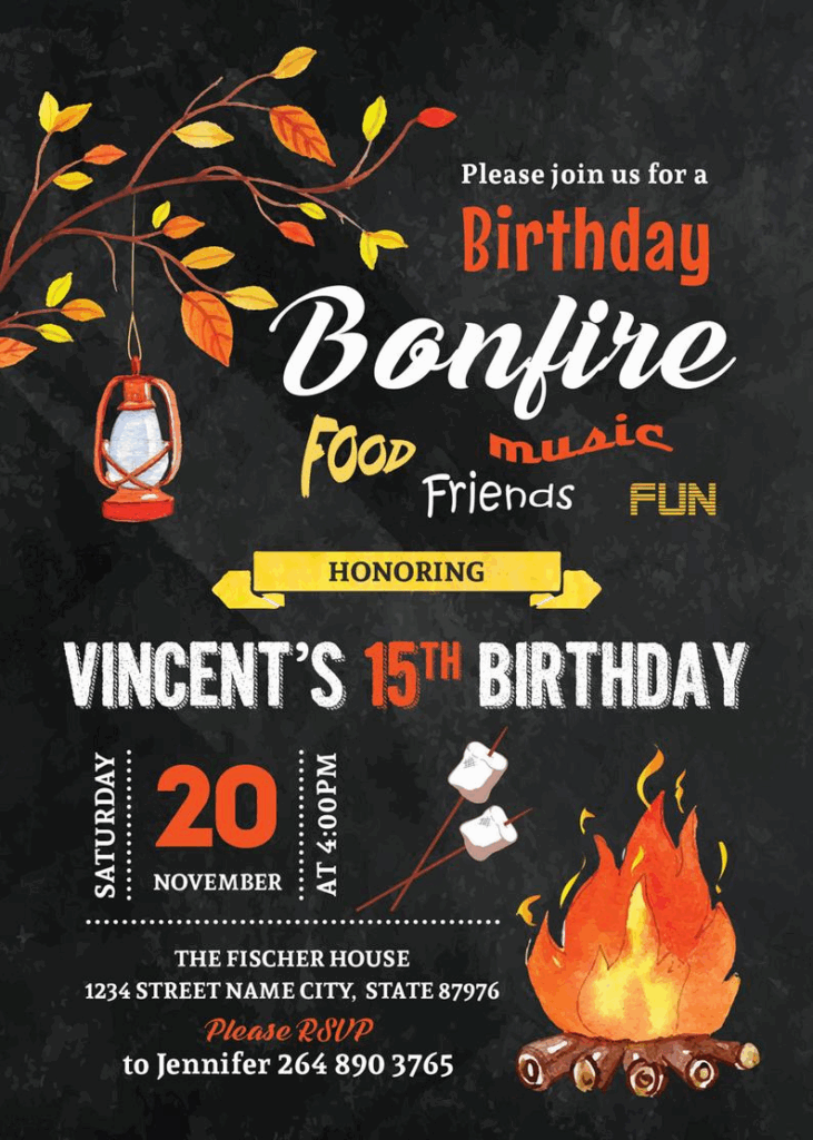 Bonfire Invitations Template
